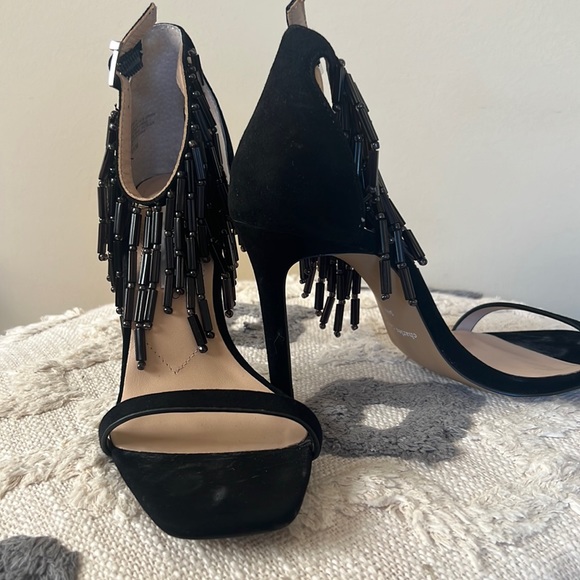 Black Nubuck Fringed Charles David Heel 9.5 M - Picture 1 of 2